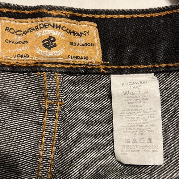 Mens Rocawear denim Company jeans Black with colored stitching W 38 L 34 - Picture 5 of 9